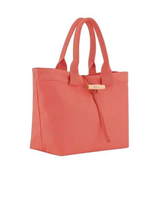 Longchamp Red Le Roseau Tote Bag