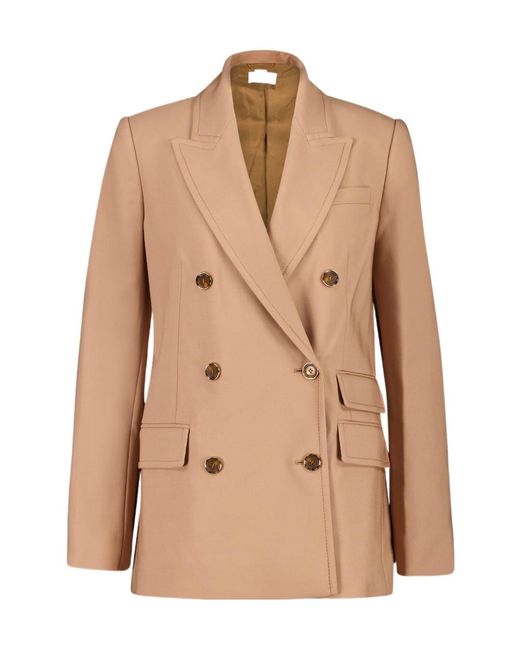 Zimmermann Natural Double-Breasted Wool Blazer
