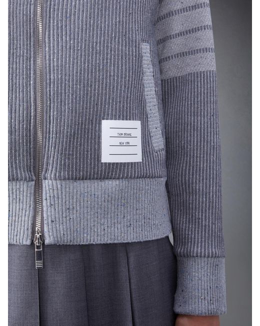 Thom Browne Blue 4-Bar Funnel-Neck Zip-Up Jacket