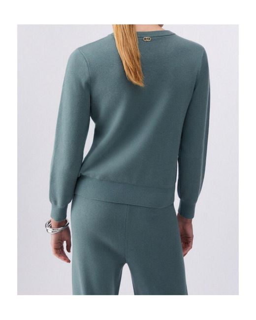 Liu Jo Green Beaded Crew-Neck Sweater