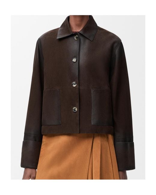Loewe Brown Suede Sheepskin Leather Fold-Over Jacket