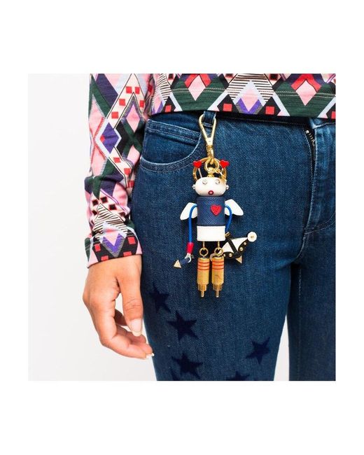 Prada Blue Cupido Saffiano Leather Keychain Trick