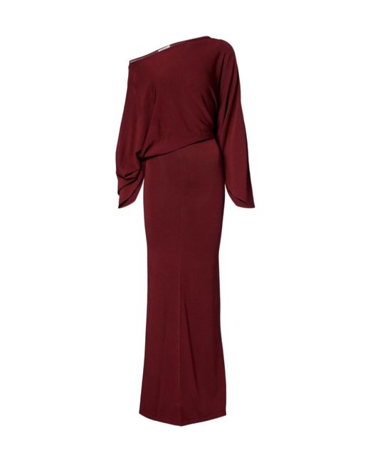 AYA MUSE Red One-Shoulder Maxi Dress