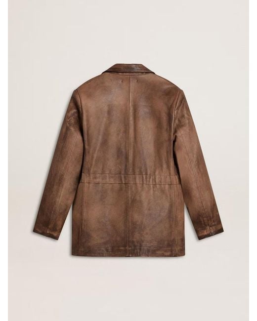 Golden Goose Deluxe Brand Brown Single Breasted Leather Jacket