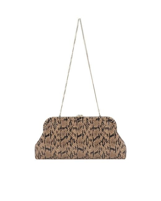 Jimmy Choo Natural Skylar Snake-Effect Clutch Bag