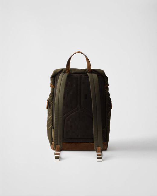 Prada Black Re-Nylon And Suede Backpack for men