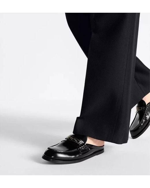 Dior Black Christian Boy Logo Detailed Slip-On Mules
