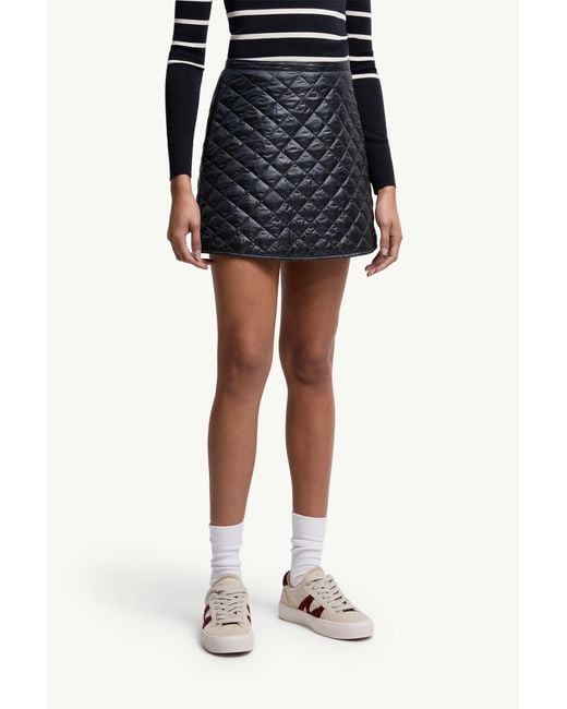 Moncler Blue Logo Patch Quilted Mini Skirt