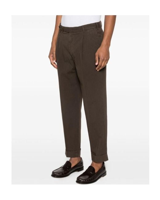 Pt Pantaloni Gray Pt Torino Carrot 2P Pleated Pants for men