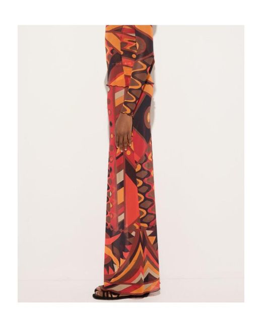 Emilio Pucci Red Pucci Geometric Maxi Skirt