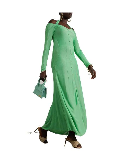Jacquemus Logo Shoulder-Cut Extra-Long Dress in Green | Lyst