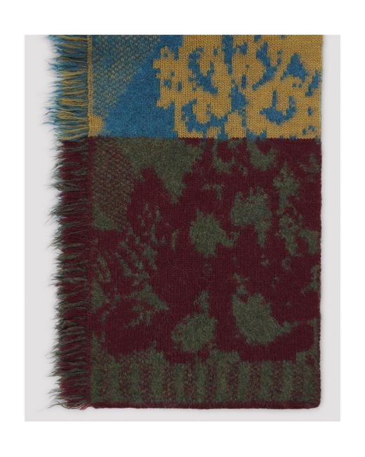 Dries Van Noten Blue Raw Edge Scarf for men