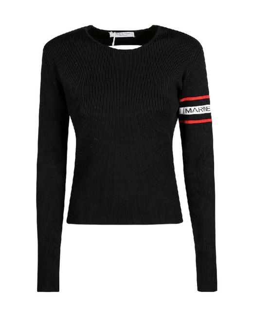 MARINE SERRE Black Round Neck Sweater