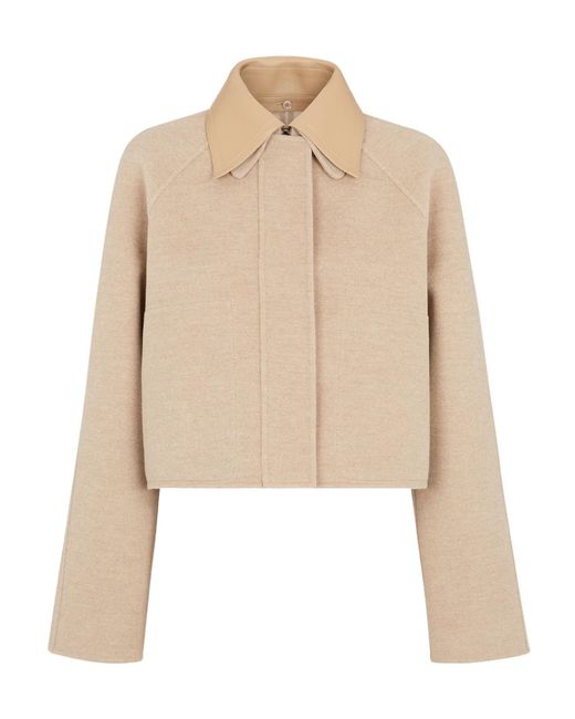 Fendi Natural Ff Printed Reversible Cropped Jacket