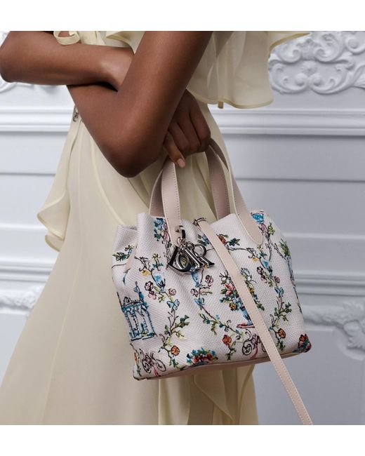 Dior White Iviera Small Toujours Vertical Tote Bag
