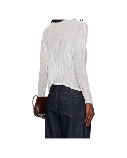 Issey Miyake White Button-Down Long-Sleeved Knitwear