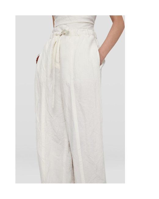 Jil Sander White Wide-Leg Drawstring Trousers