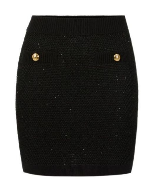 Elisabetta Franchi Black Sequinned Knit Skirt