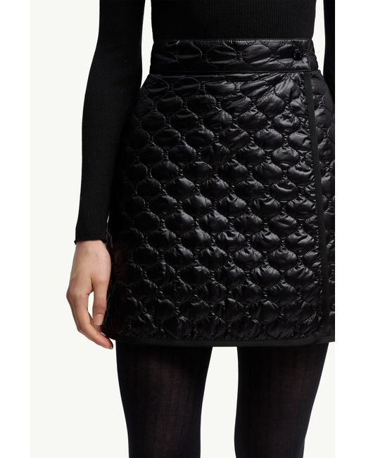 Moncler Black Logo Patch Quilted Skirt