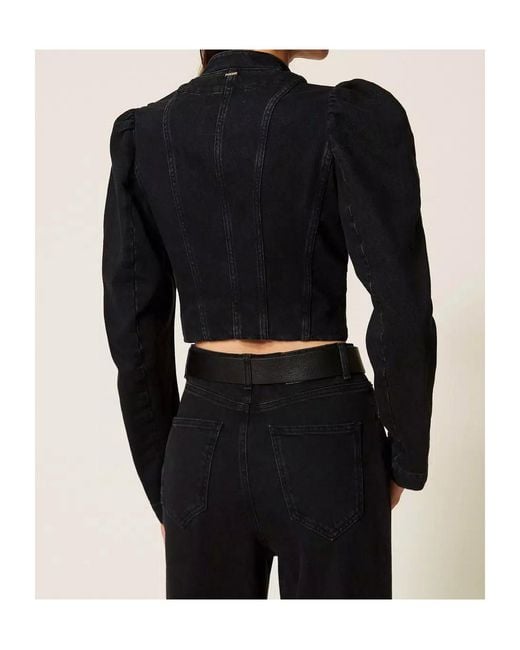 Twinset Black Single-Breasted Denim Jacket
