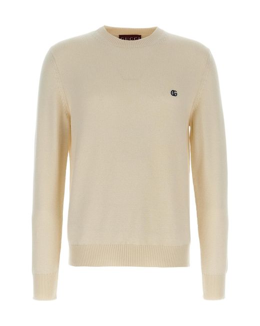 Gucci White Wool Sweater With Logo for men