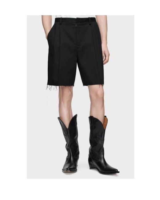 Maison Margiela Black Pleated Tailored Shorts for men