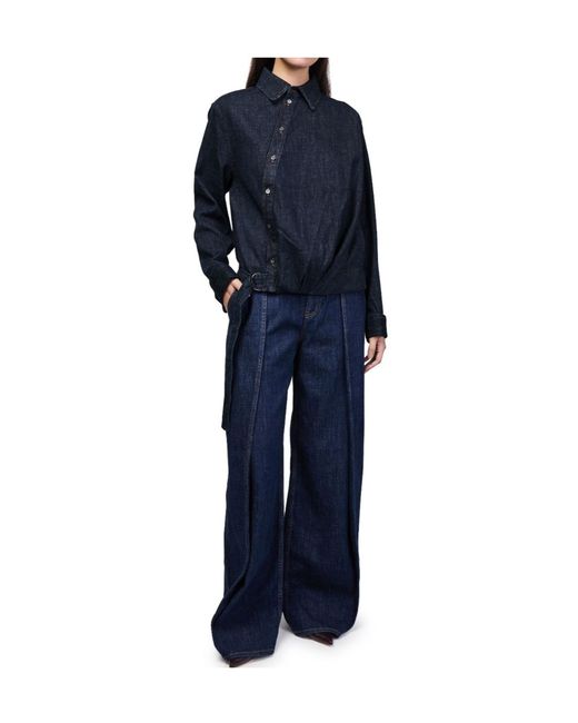 Loewe Blue Draped Denim Shirt