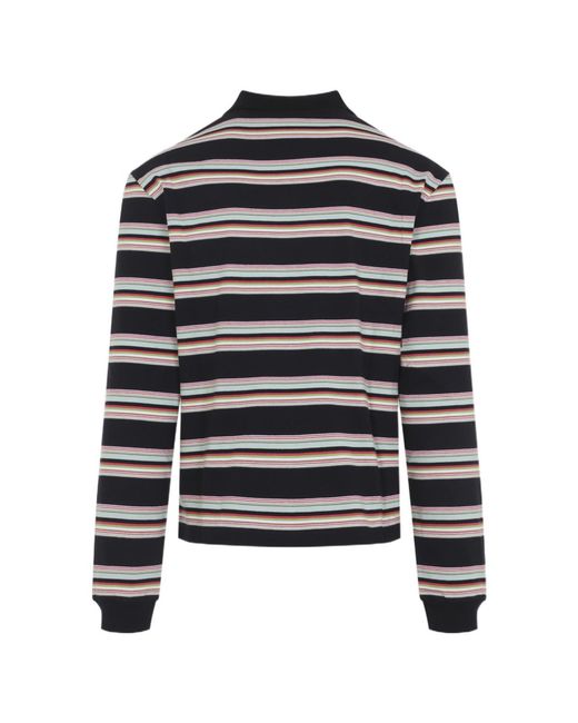 Marni Blue Striped Long-Sleeve Polo Shirt for men