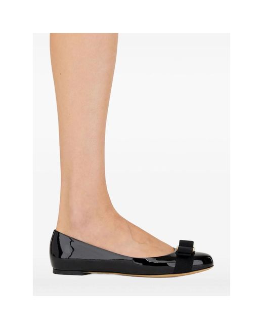 Ferragamo Black Varina Ballerina Shoes