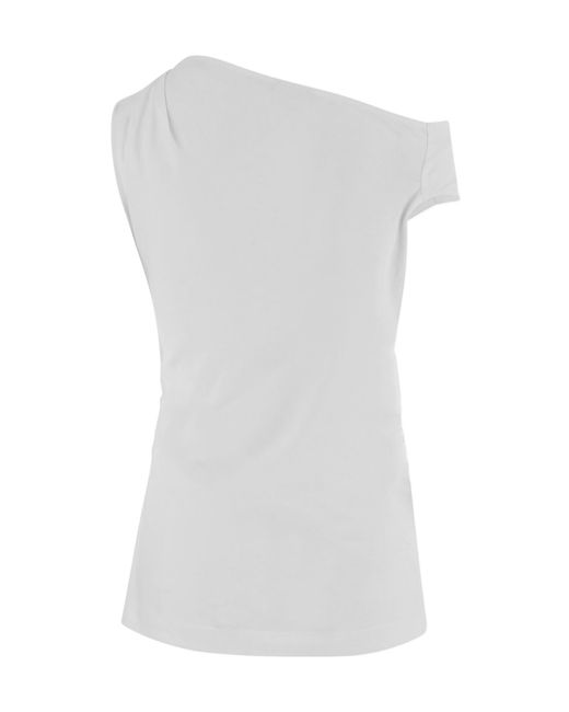 Dries Van Noten White Off-Shoulder Jersey Top
