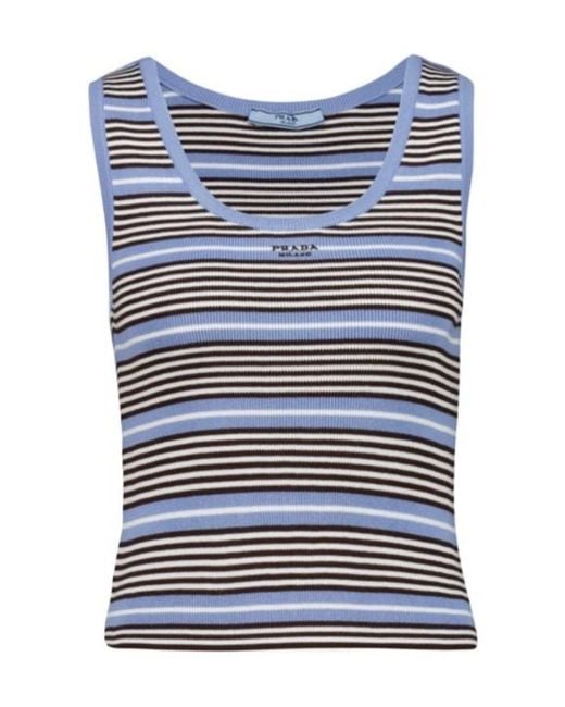 Prada Blue Striped Knitted Vest