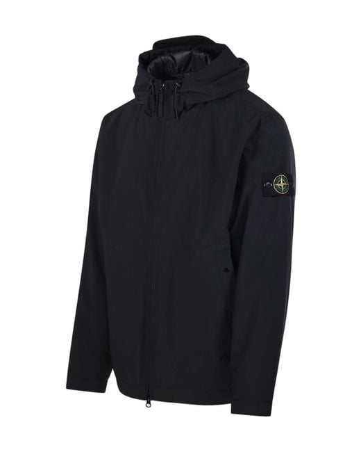 Stone Island Blue Logo Patch Zip-Up Jacket for men