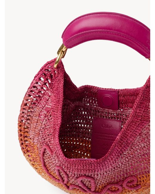 Chloé Pink Chloé Summer Banana Woven Shoulder Bag