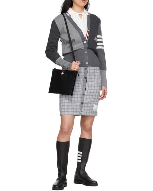 Thom Browne Gray 4-Bar Colour Block Cardigan