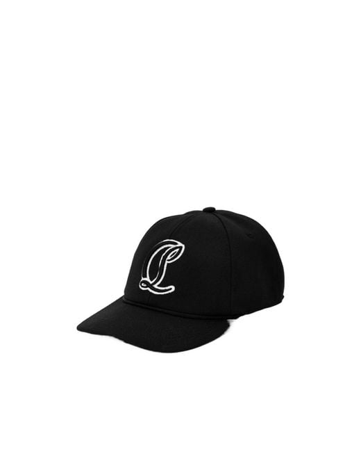 Christian Louboutin Black Solid Color Baseball Cap for men