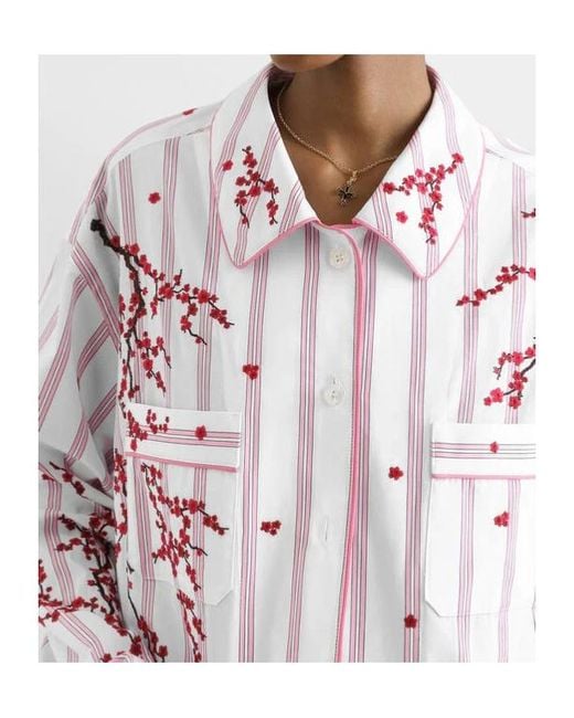 Dolce & Gabbana Pink Vanity Shirt With Flower Embroidery