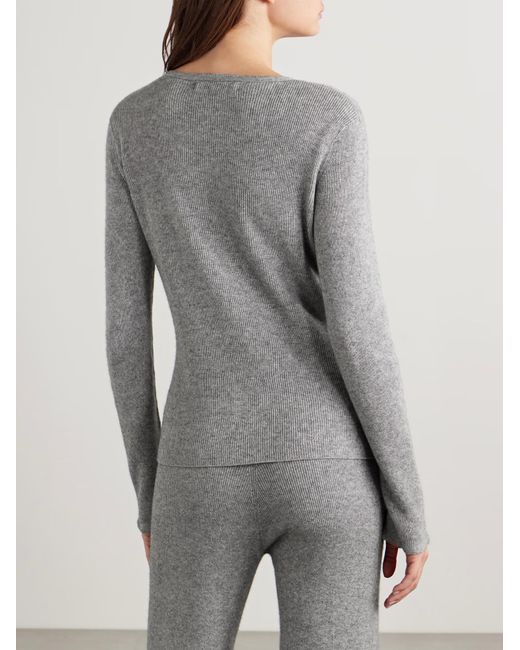 The Elder Statesman Gray Delicash Ribbed Cashmere And Silk Blend Cardigan
