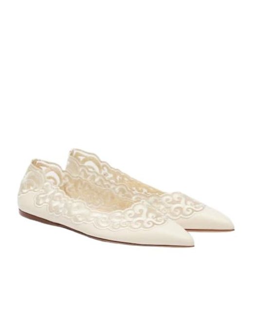Gabriela Hearst Natural Ziva Embroidered Leather Ballet Flats