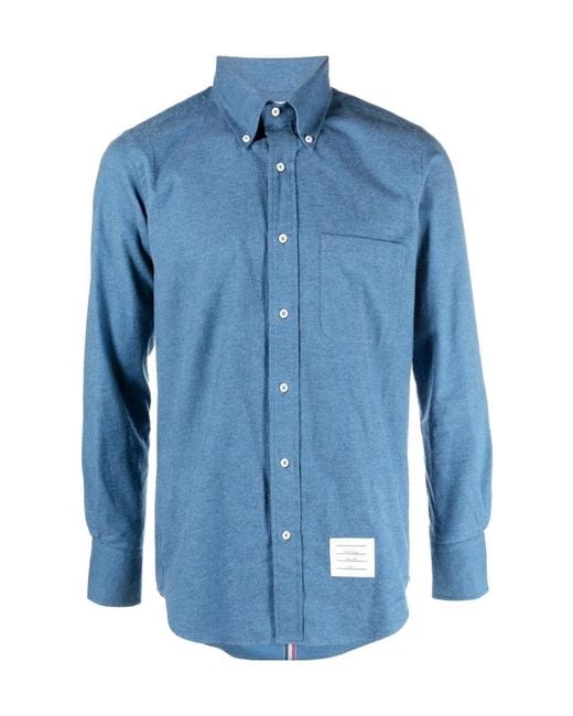 Thom Browne Blue Striped Detail Shirt for men