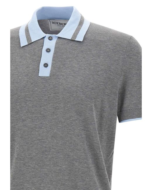 Iceberg Gray Contrast Trim Polo Shirt for men