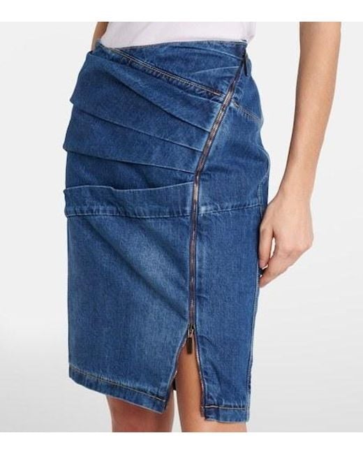 Nensi Dojaka Blue Denim Midi Skirt