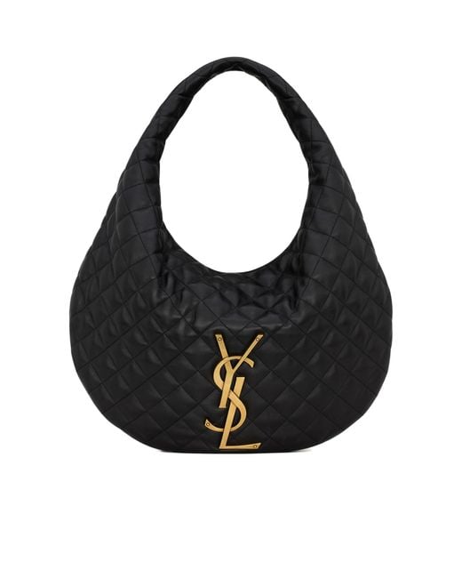 Saint Laurent Black Icare Quilted Hobo Bag