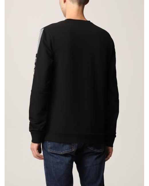 EA7 Black Logo-Print Crew-Neck Sweatshirt for men