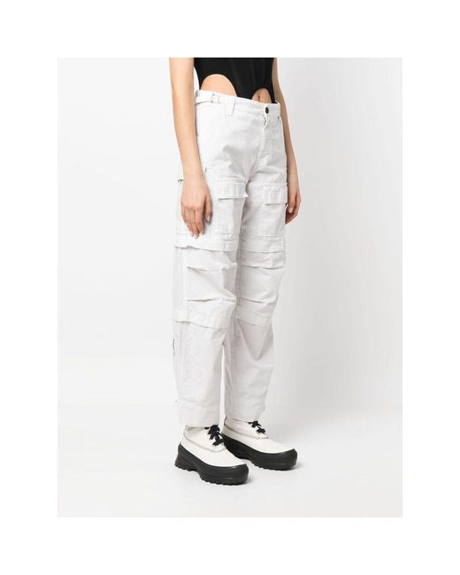 DARKPARK White Cargo Pocket Jeans