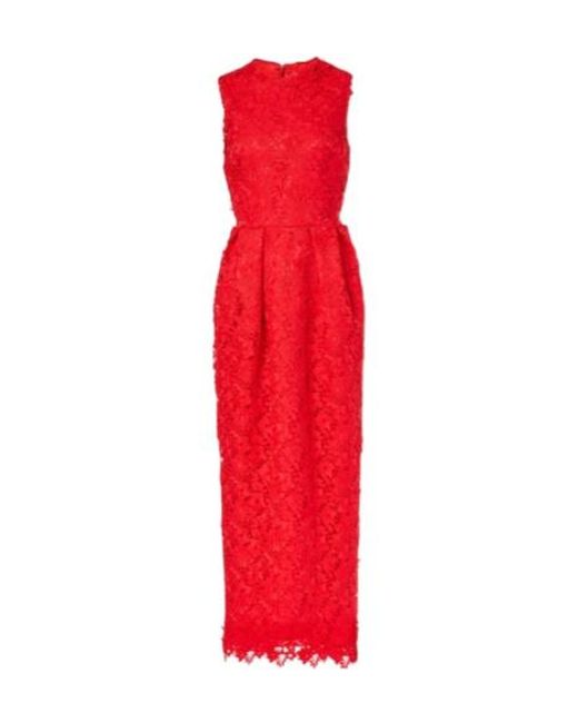 Safiyaa Red Alani Lace Midi Dress