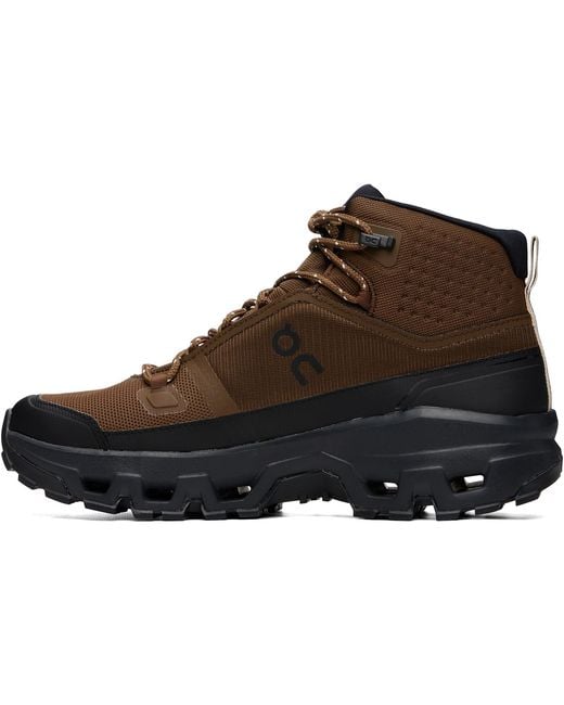 On Shoes Brown Cloudrock Mid Waterproof High-Top Sneakers for men