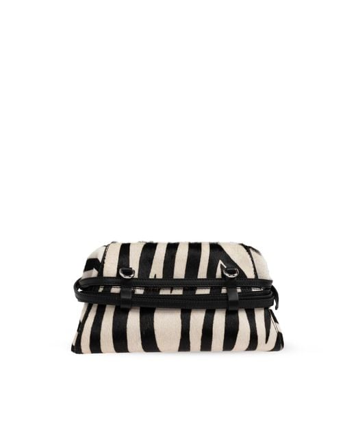 Moschino Black Zebra-Print Leather Clutch Bag