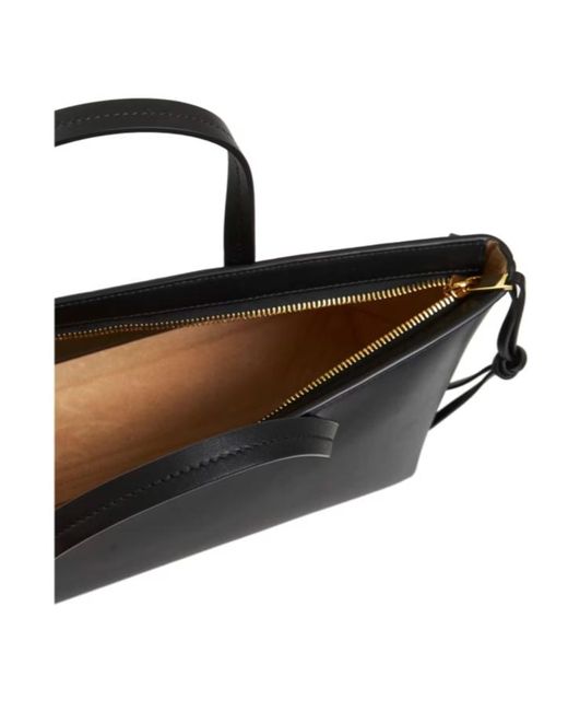 Jil Sander Black Logo Printed Top Handle Bag