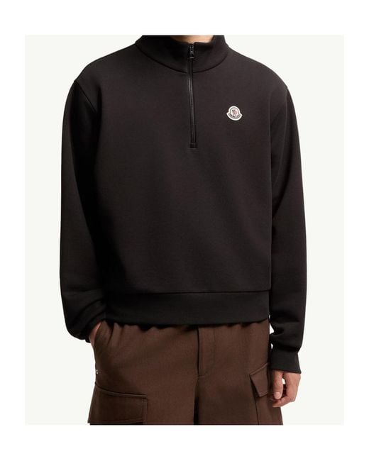 Moncler Black Logo Cotton Zip-Up Sweatshirt for men