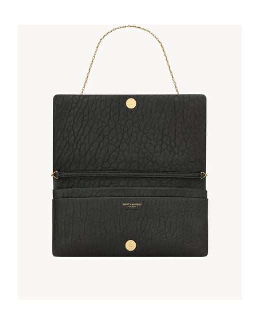 Saint Laurent Black Calypso Logo Plaque Mini Shoulder Bag